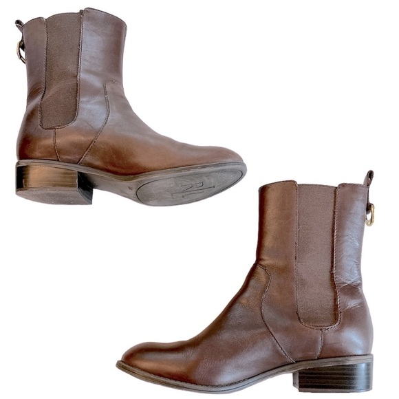 Lauren Ralph Lauren Leather Mona Brown Chelsea Pull On Boots size 8 - Picture 1 of 10